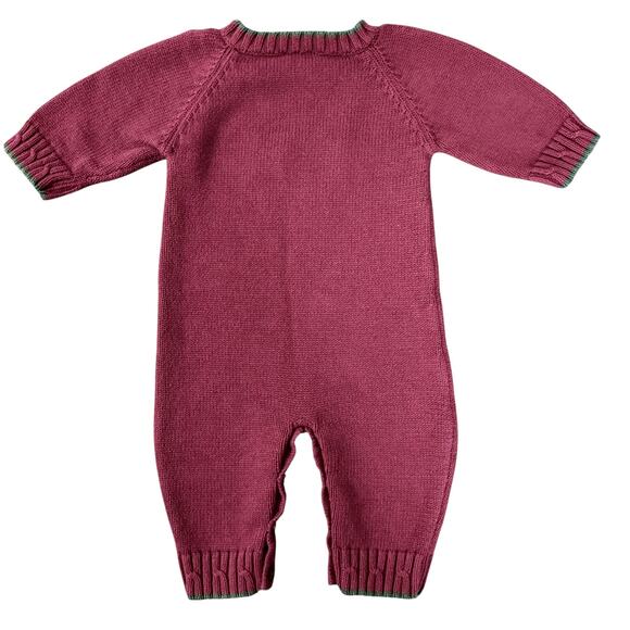 Gymboree Vintage Rocker Horse Sweater Romper One Piece Holiday Maroon Baby 3-6m - Picture 6 of 7